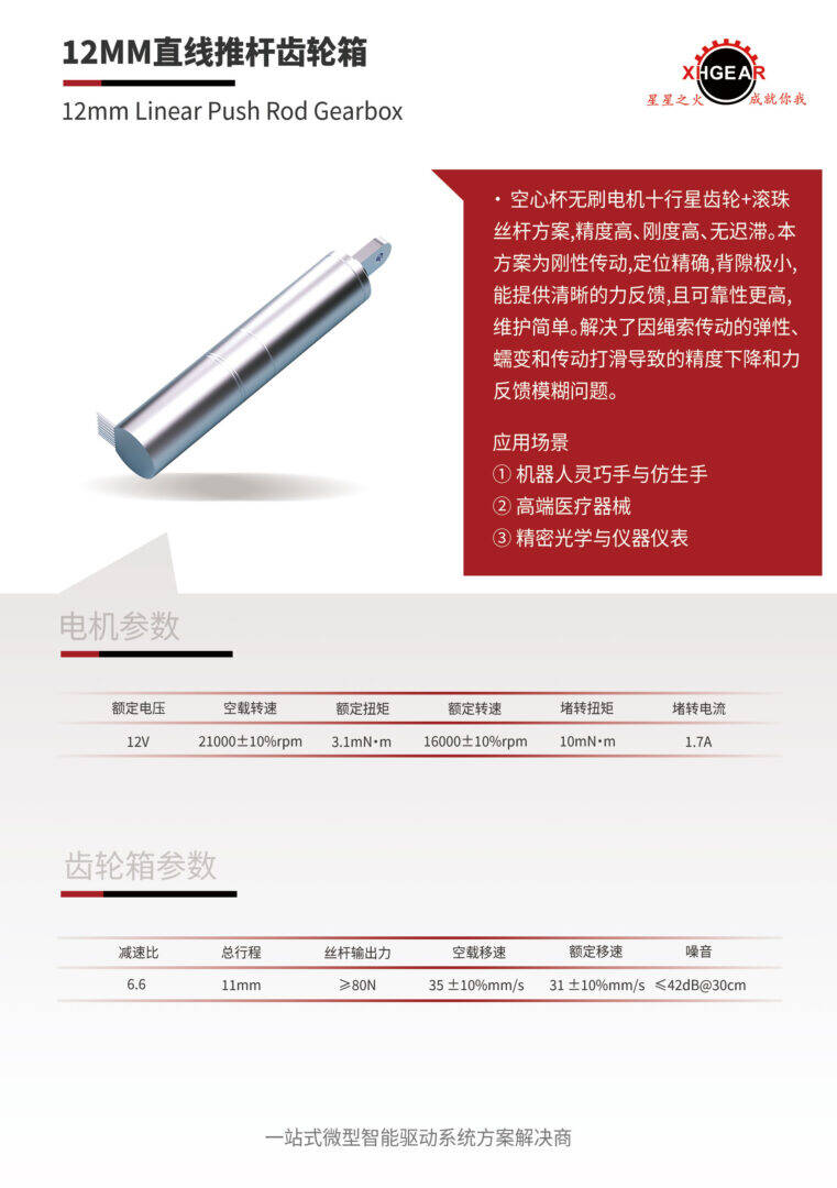 12MM直线推杆齿轮箱
